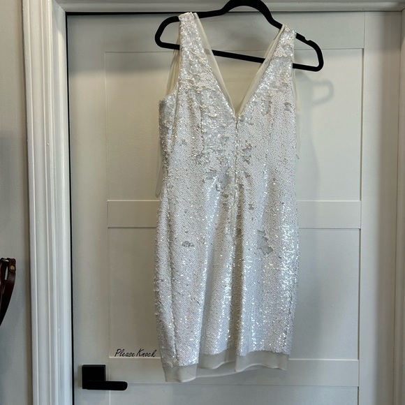 Aidan Mattox White mermaid Sequin Dress with shoulder ties size 4 - Picture 2 of 3